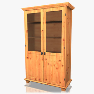 realistic wood hutch cabinet 3d model