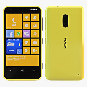 yellow nokia lumia 620 3d model