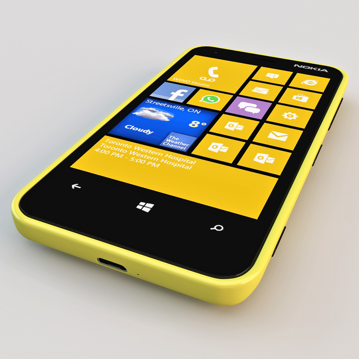 yellow nokia lumia 620 3d model