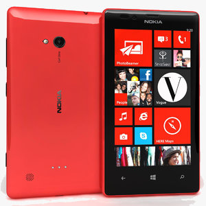 nokia lumia 720 red 3d model