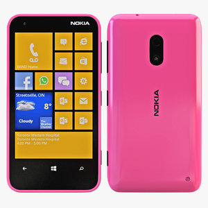 nokia lumia 620 pink 3d model