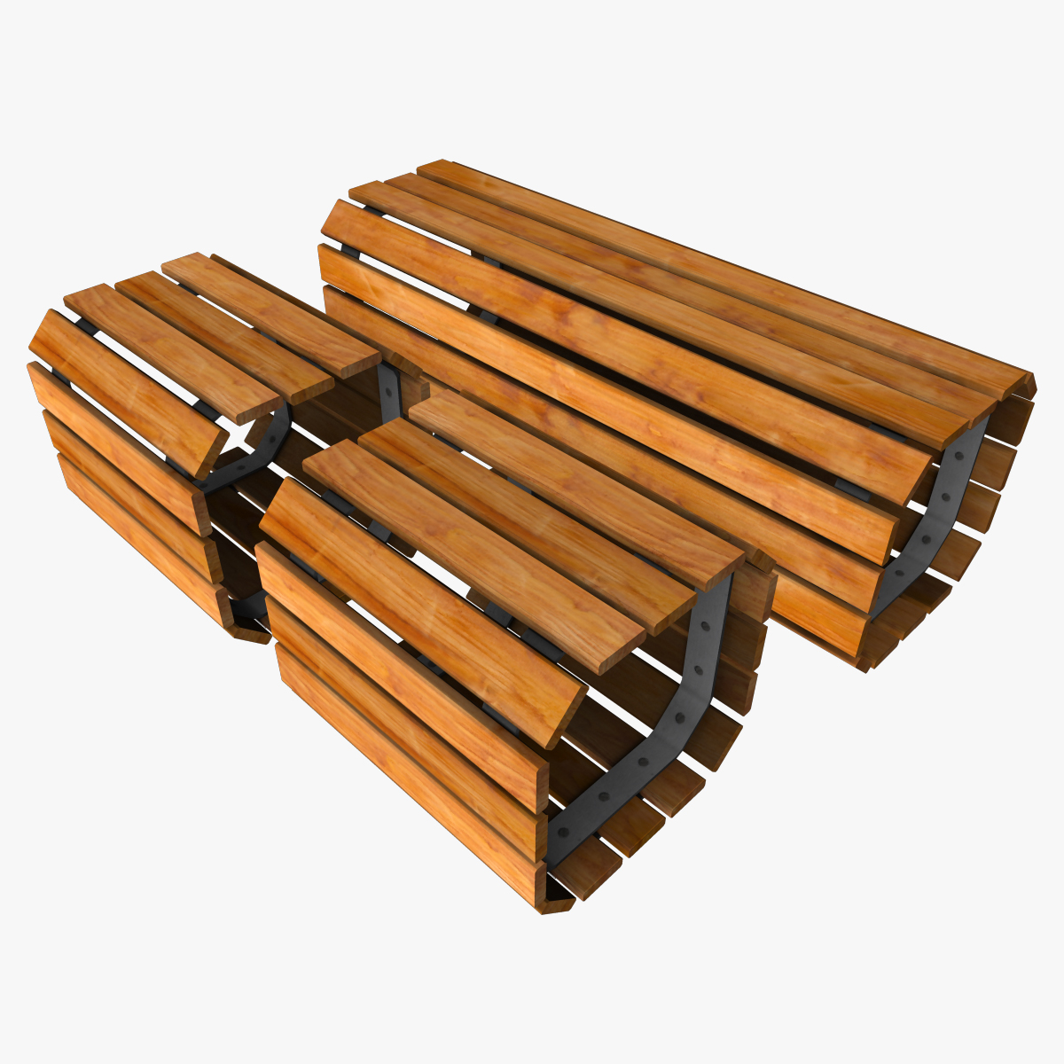 Outdoor Wooden Bench Seat 3d Obj