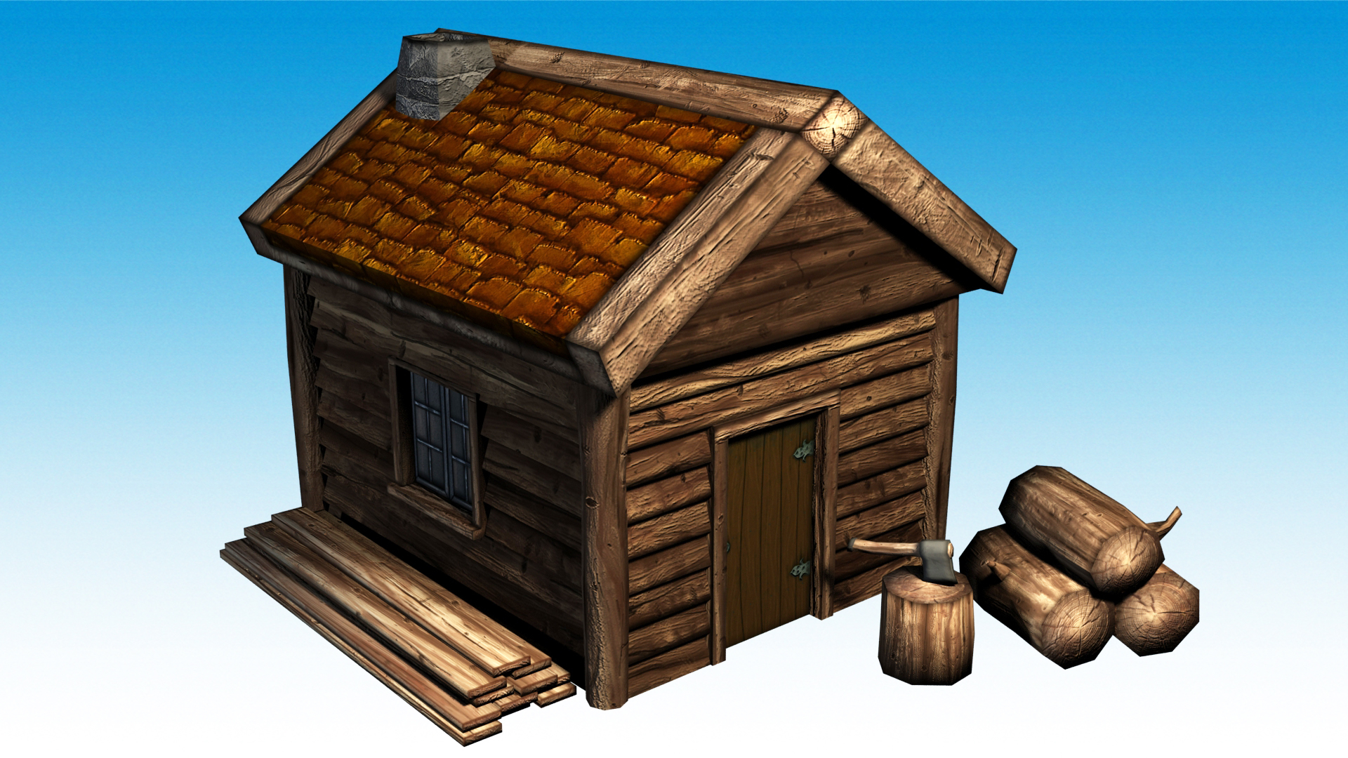 lumber jack hut low poly3d模型