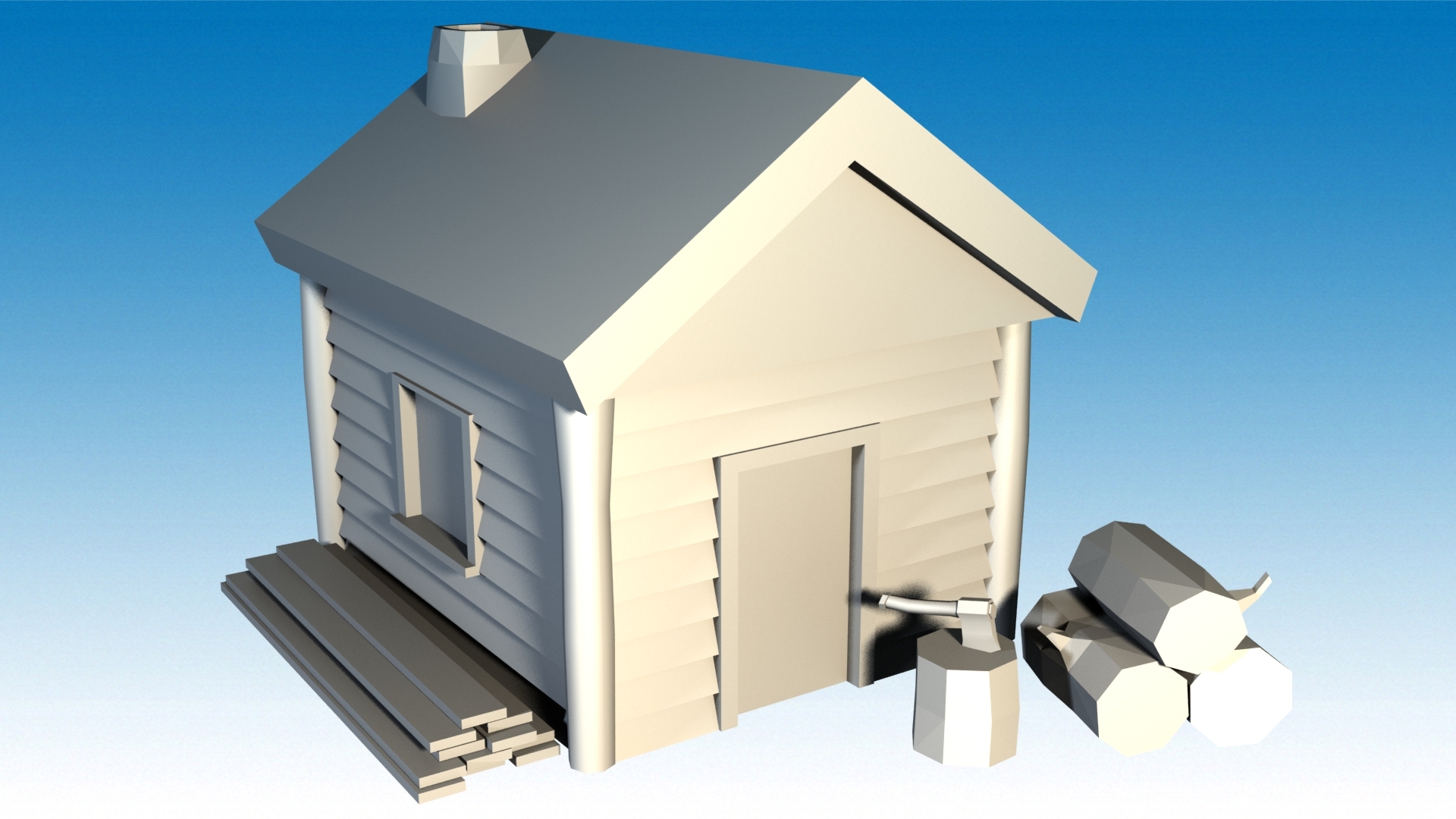 lumber jack hut low poly3d模型