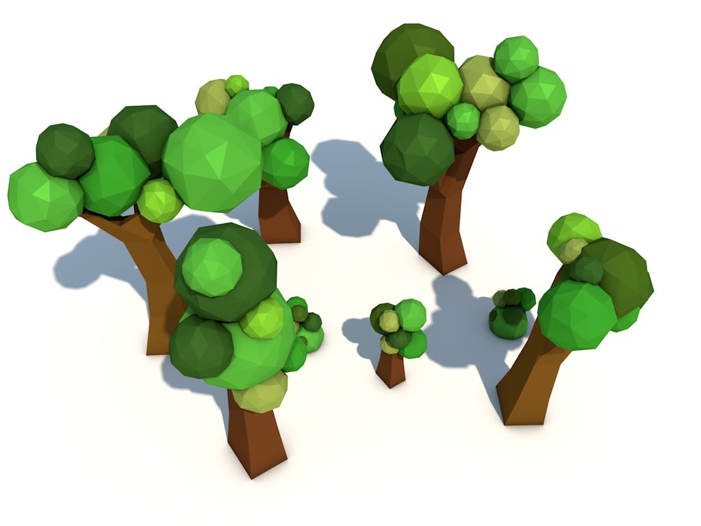 trees polygons 3d c4d