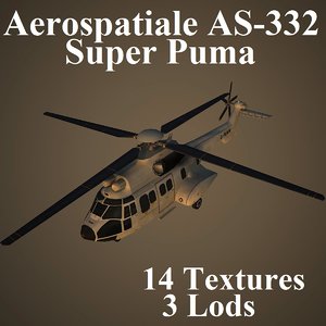 aerospatiale as-332 super 3d model