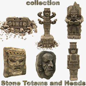 of stone totems heads