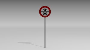 3d vehicles prohibited sign model