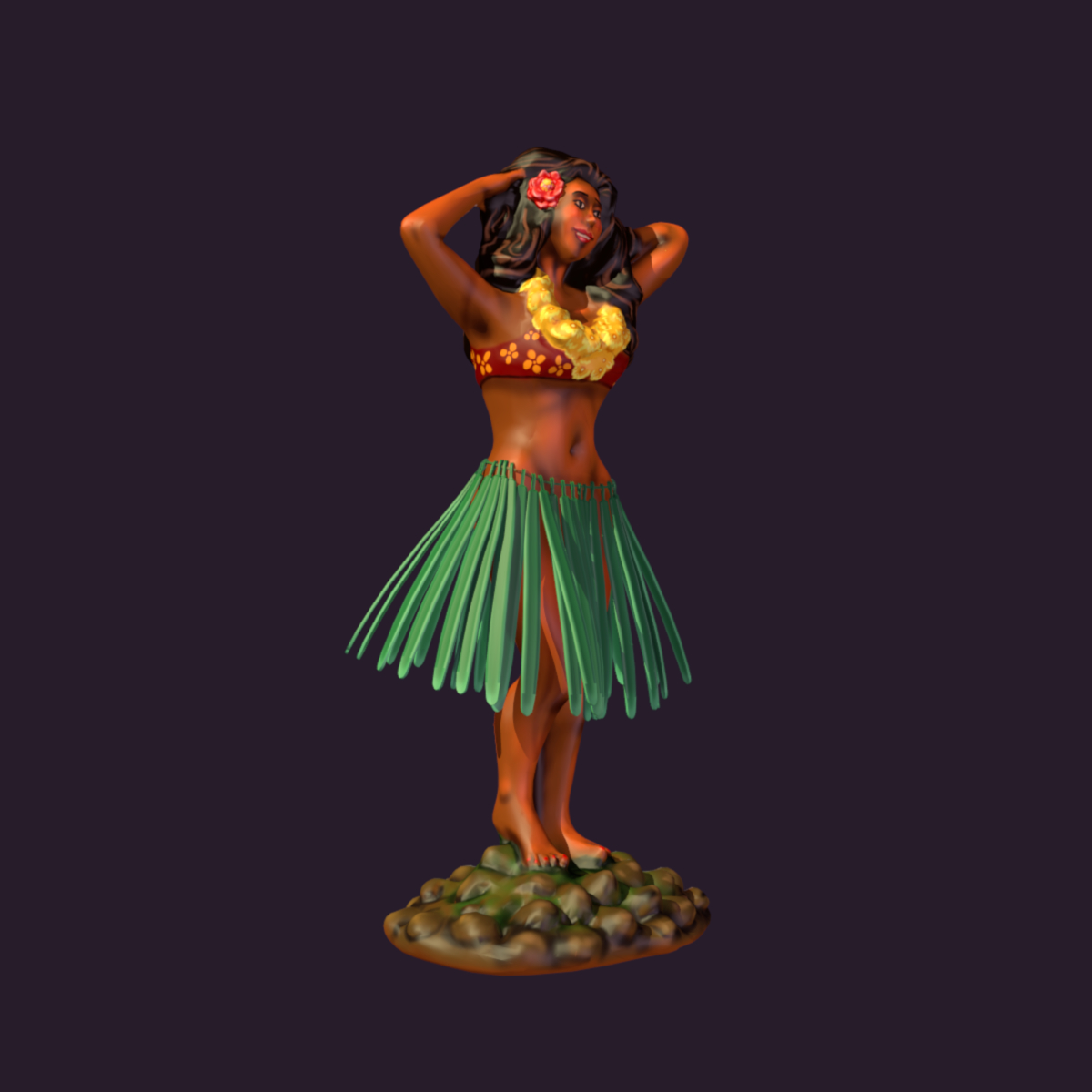 3d model dashboard hula girl