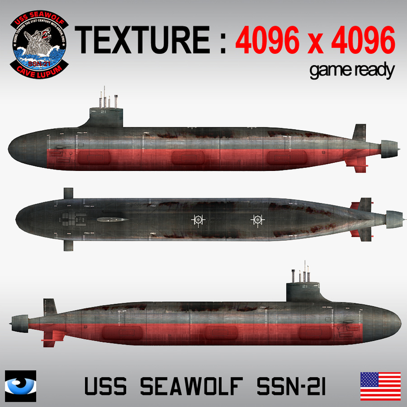 uss seawolf ssn-21 marine 3d model