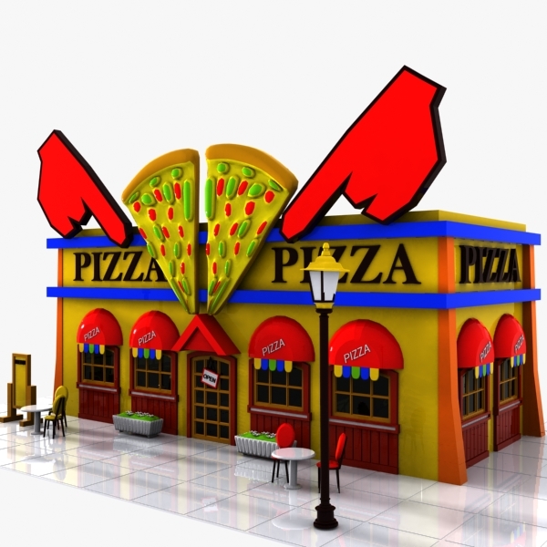 3d model cartoon pizza restaurant