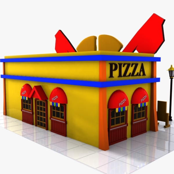 3d model cartoon pizza restaurant