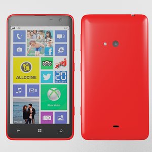 3d model of nokia lumia 625 red