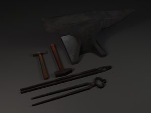 3d model of blacksmith tools anvil