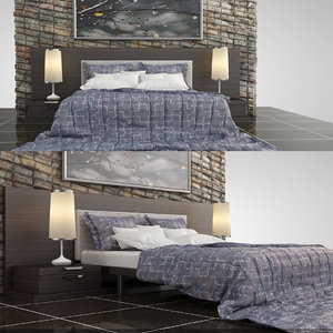 bed modern set 3d