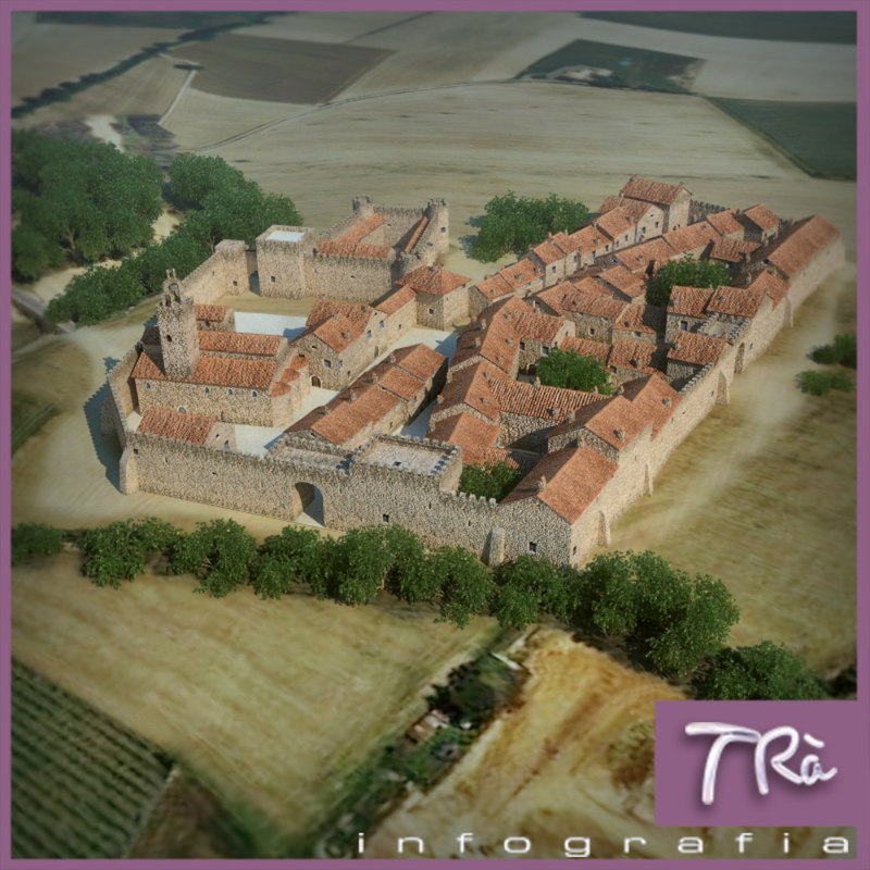 walled medieval town 3d max