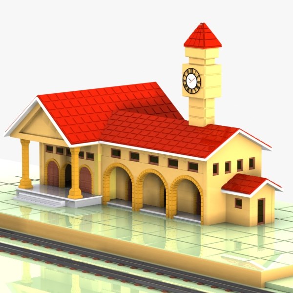 cartoon train station