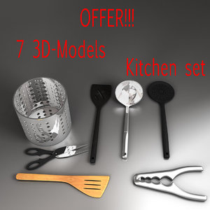 3d kitchen utensils