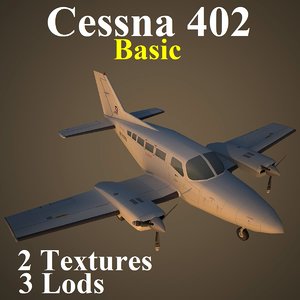 cessna 402 basic aircraft 3d max