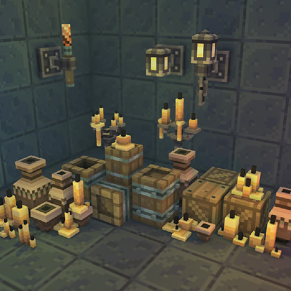 3d model pixel dungeon set deco