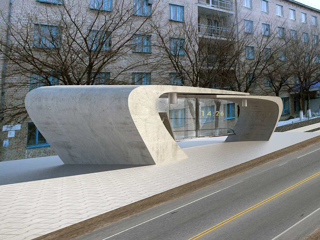 3d Bus Stop Sign Design Modern Model