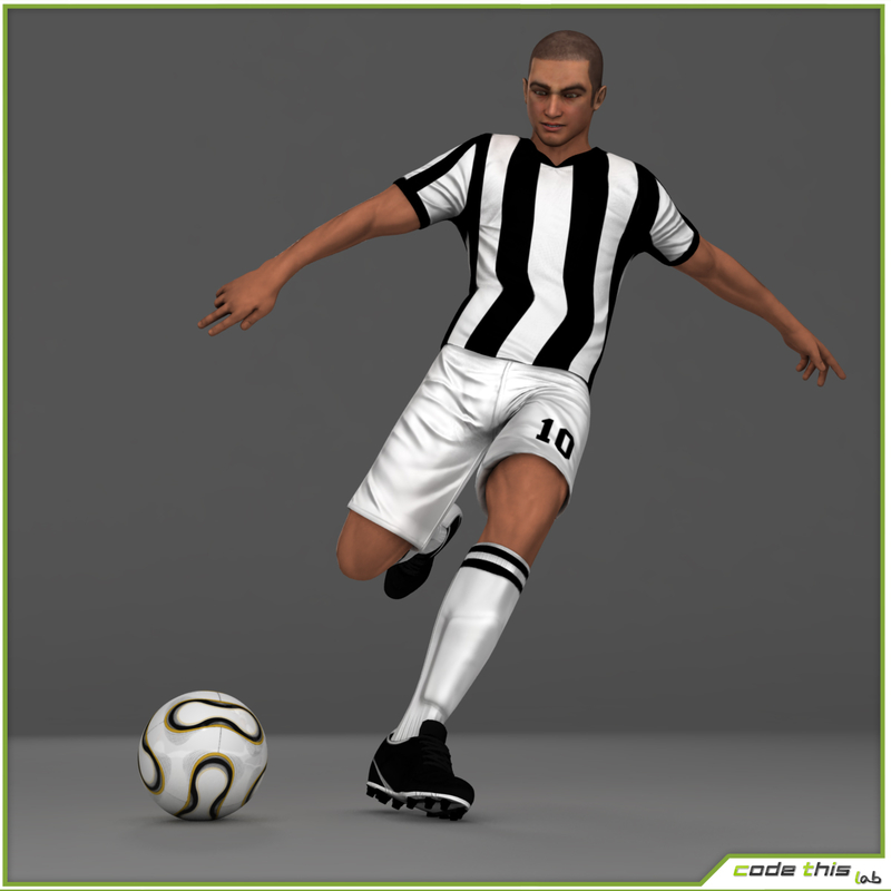 3d team soccer player cg