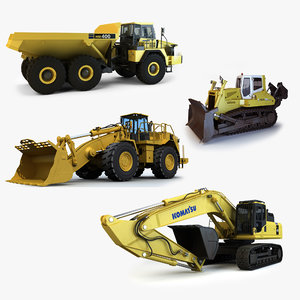 4 construction vehicles mining 3d model