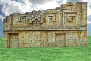 3d historical aztec stone wall