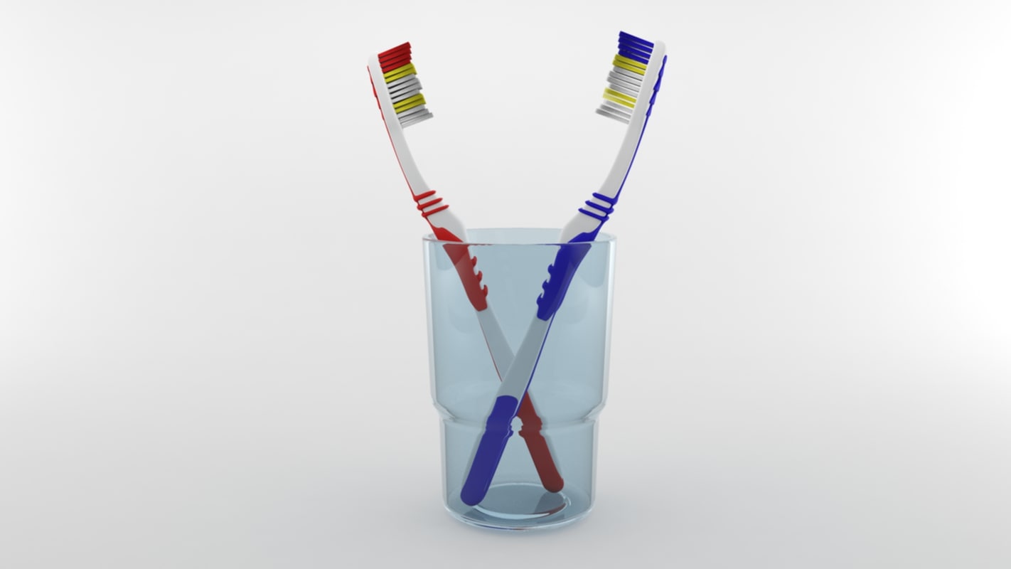 toothbrushes glass cup 3d model