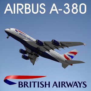 airbus a380 british airways 3d max