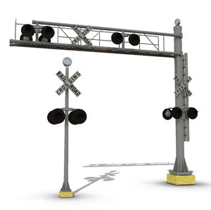 3d model railroad crossing signal