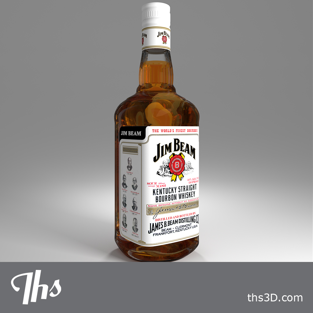jim beam bottle whiskey obj