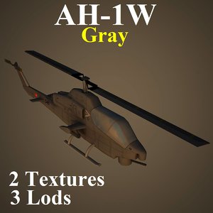 3d ah-1w gry attack helicopter model