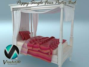 3d poppy single poster bed model