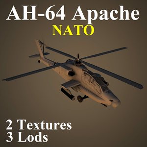 3d ah-64 apache nat attack helicopter model