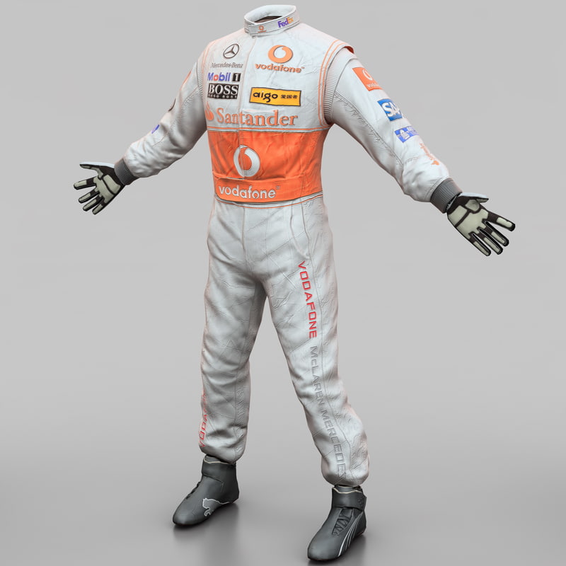 3d model racing driver clothes mercedes