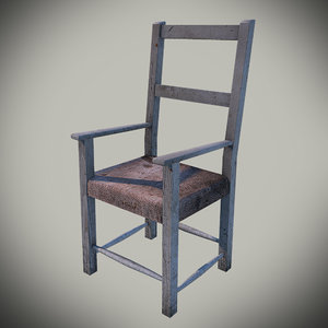 3d old wooden chair model