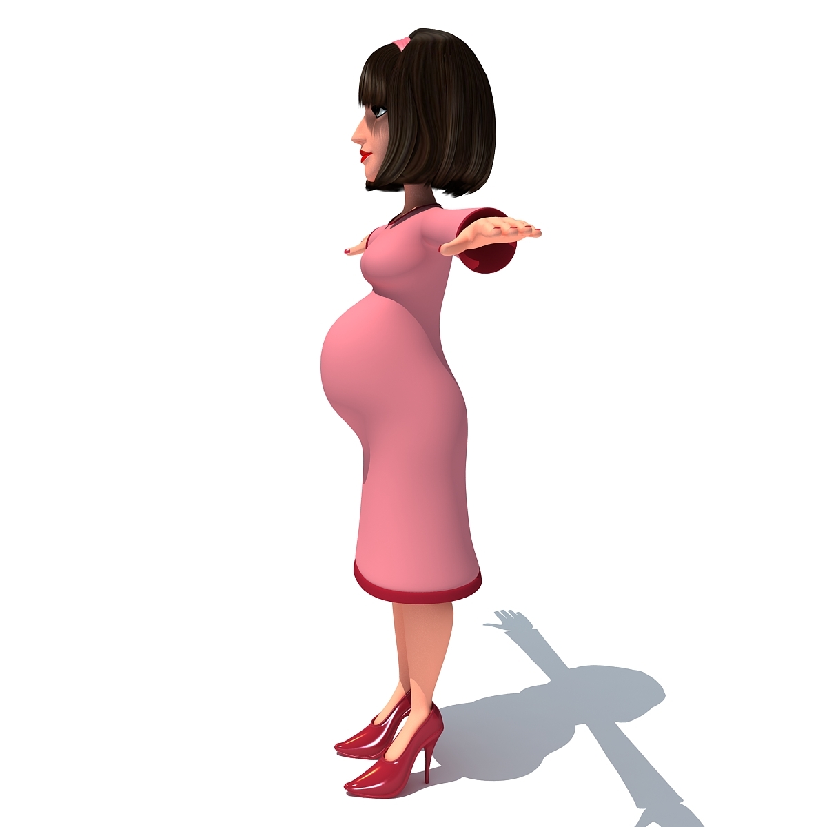 3d Model Cartoon Pregnant Woman