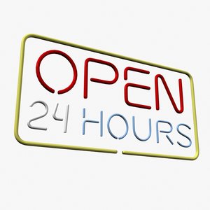 open hours neon 3d model