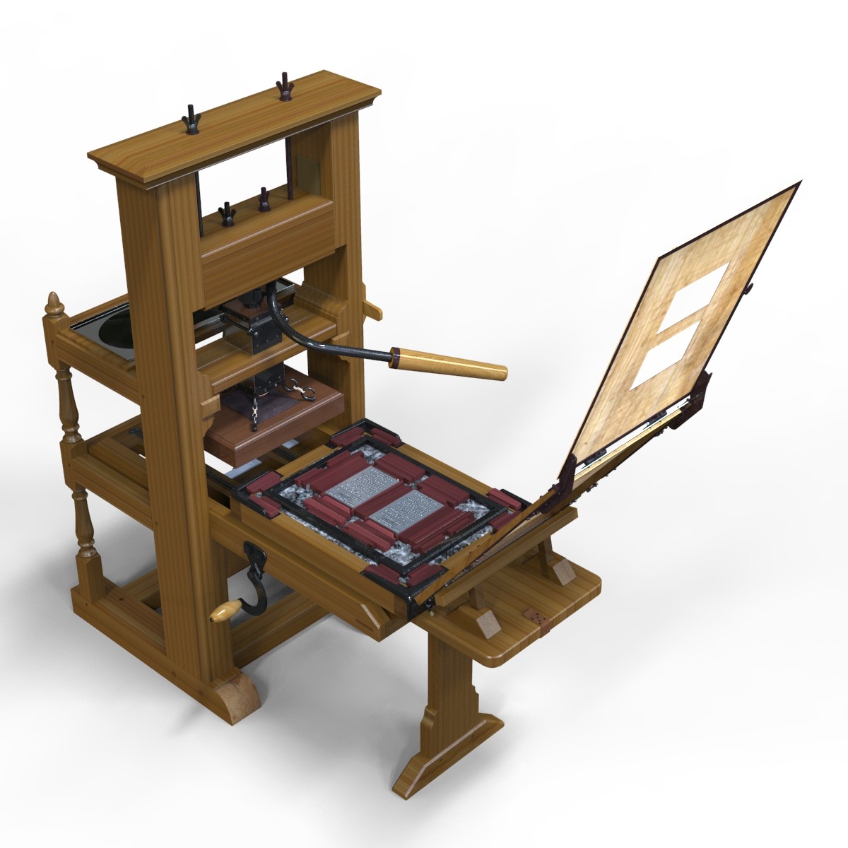 franklin printing press jamin 3d model