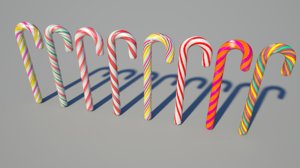 8 candy canes 3d 3ds