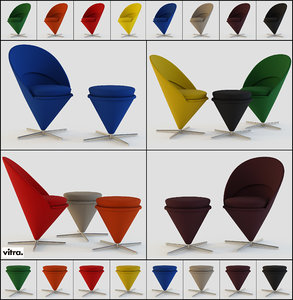 vitra cone stool chair 3d model