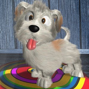 3d cute dog rigged animation model