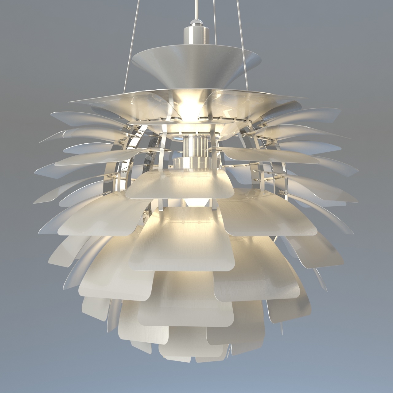 3d Model Artichoke Pendant Lamp White