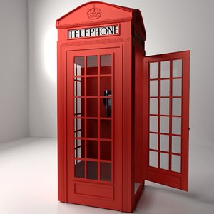 red phone booth 3d model