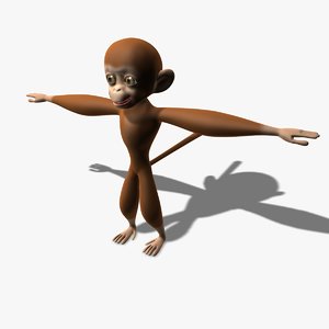monkey cartoon character 3d obj