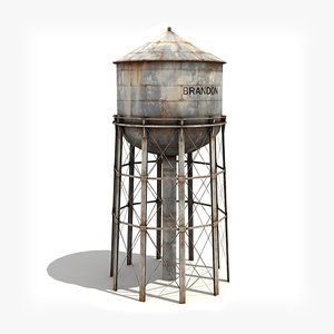 low-poly water tower 3d model