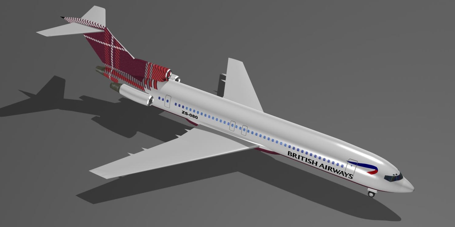 英国航空公司(com air)727-2303d模型