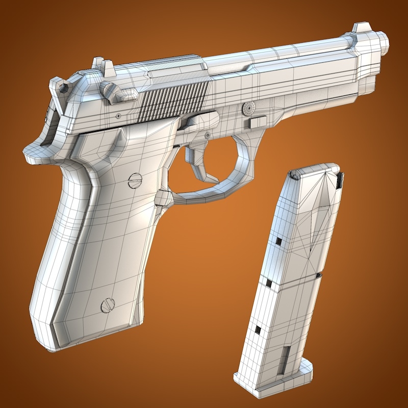 beretta 92 handgun 3d model