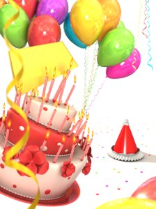 birthday cake balloons obj